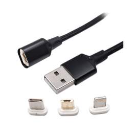 USB kabel magnetni, USB A- Micro B+USB-C+Apple,1m