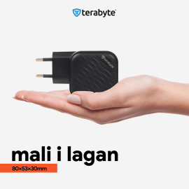 Punjac univerzalni Terabyte TR65W, GaN, PPS, PD 3.0, QC 3.0, 65W sa PD Type c kablom crni CE