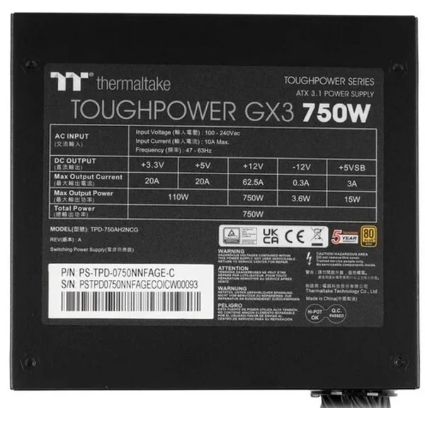 Napajanje 750W ThermalTake Toughpower GX3 Gold