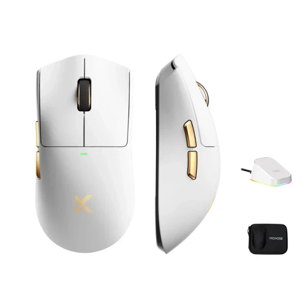 Bežični gaming miš MCHOSE K7 Ultra White God /PAW3950/8KHz pooling/Omron Mechanical