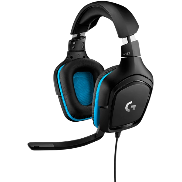 LOGITECH G432 Wired Gaming Headset 7.1 - LEATHERETTE - BLACKBLUE - USB ( 981-000770 ) 