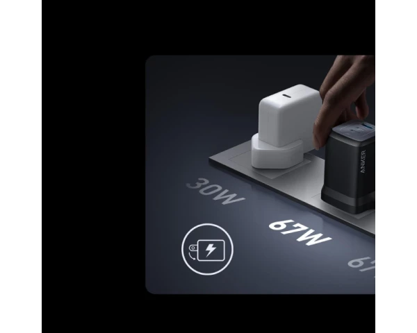 ANKER Prime 67W GaN zidni brzi punjač, 3-porta (2x USB-C i 1x USB-A) crni 