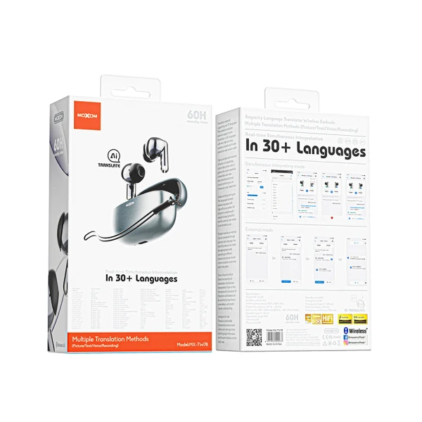 Slusalice bluetooth moxom mx-tw78 ai prevodilac srebrne