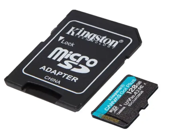 Micro SD Card 128GB Kingston+SD adapter SDCG4/128GB -  200/160 MB/s