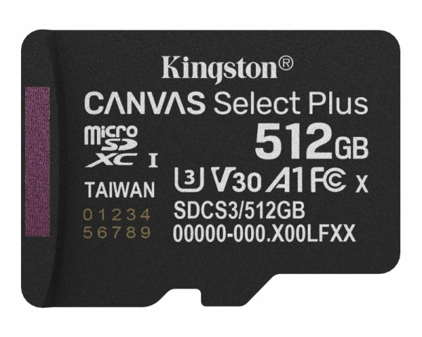 KINGSTON Memorijska kartica U3 V30 SDXC 512GB Canvas Select Plus G3 150R SDCS3/512GBSP