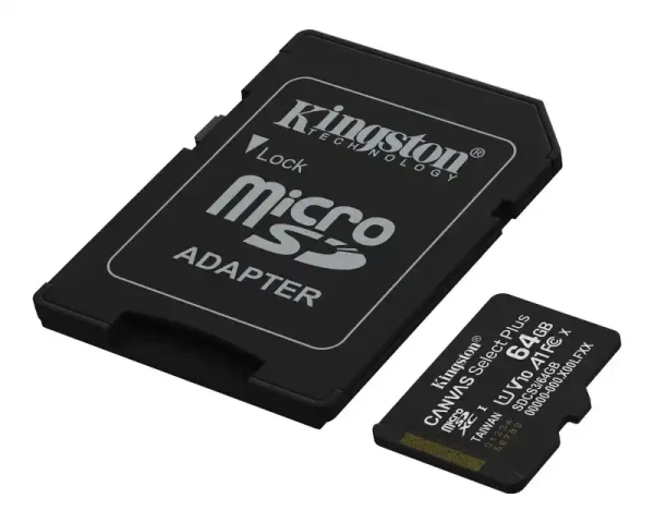Micro SD Card 64GB Kingston + SD adapter SDCS3/64GB class 10