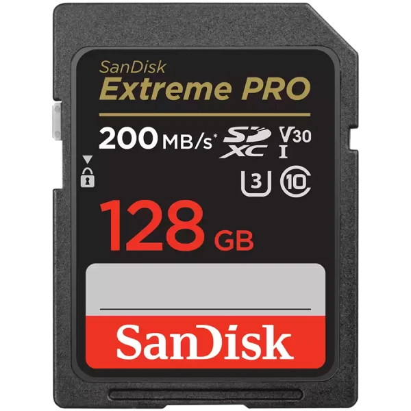 SANDISK Extreme PRO 128GB SDXC Memory Card + 2 years RescuePRO Deluxe up to 200MBs & 90MBs ReadWrite speeds, UHS-I, Class 10, U3, V30 ( SDS