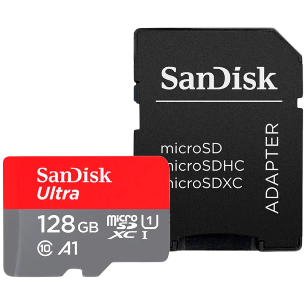 SANDISK Ultra microSDXC 128GB + SD Adapter 140MBs A1 Class 10 UHS-I ( SDSQUAB-128G-GN6MA ) 