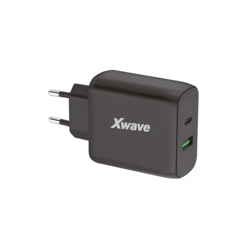 Xwave GaN65w kućni punjač 65W USB-A + USB-C Crni