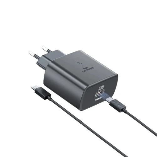 TRANYOO Kućni punjač T-SA7C 45WPD+KABL Type C na Type C 60W CRNI