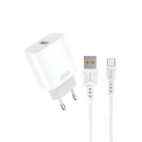 DENMEN DC07T Punjač za mobilne 18W 3,6A Fast + Type C kabl BELI