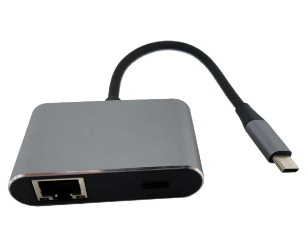 FAST ASIA Adapter-konvertor TIP C na 2xUSB 3.0+TIP C+RJ45 