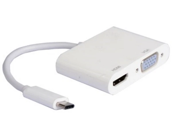 E-GREEN Adapter USB 3.1 tip C (M) - HDMI + VGA (F) beli 