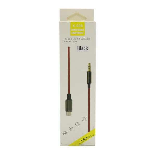 Audio aux kabal x-008 type c na 3,5 mm crna