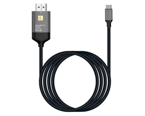 E-GREEN Kabl 3.1 USB tip C - HDMI (30Hz), metalni 1.8m crni 
