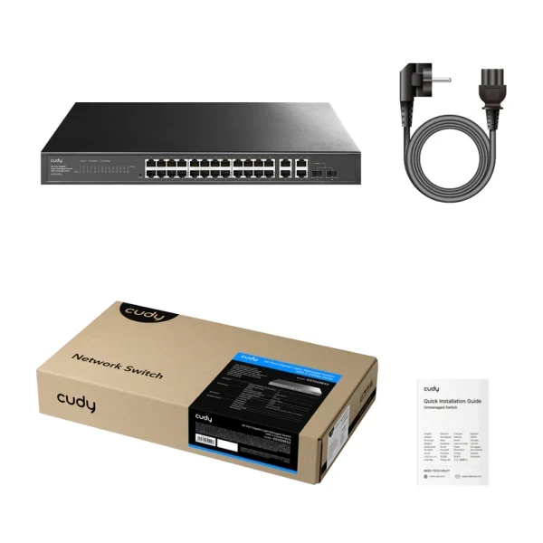 Svič 10/100/1000 26-port Cudy GS1028ES2 Light Managed PoE+ sa 2x combo porta