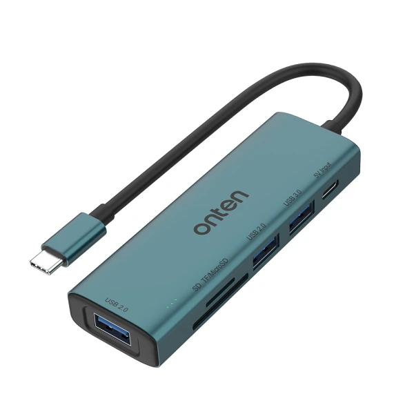 Hub usb type-c sa 4 porta (2x usb 2.0 + 1x usb 3.0 + usb type-c 5v) + citac kartica sd + tf 16cm (otn-uc120) onten