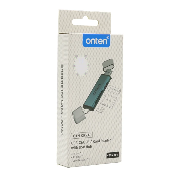 Adapter usb flash 2.0 citac kartica 3u2 usb-a + usb type-c na sd + tf 2.0 + usb-a 2.0 (otn-cr537) onten