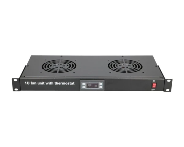 MAXPRO LINE Ventilacioni panel-polica, dva ventilatora i termostat, 1U 