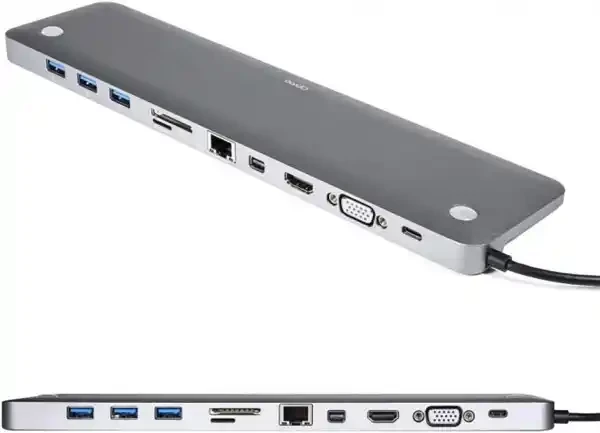 Adapter Tip C 11/1 4K HDMI/VGA/USBx3/AUX/SD/TF/USB-C/PD/Lan KT-1101G Kettz