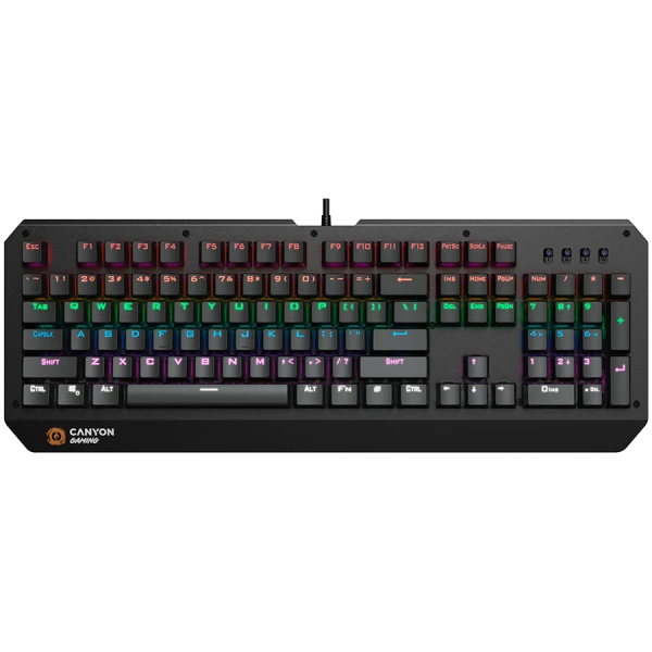 CANYON Hazard GK-6, Wired multimedia gaming keyboard with lighting effect, 108pcs rainbow LED, Numbers 104keys, EN double injection layout,