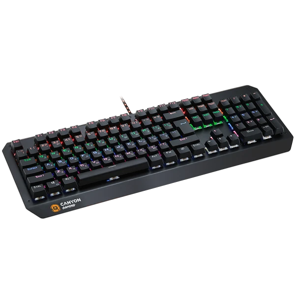 CANYON Hazard GK-6, Wired multimedia gaming keyboard with lighting effect, 108pcs rainbow LED, Numbers 104keys, EN double injection layout,