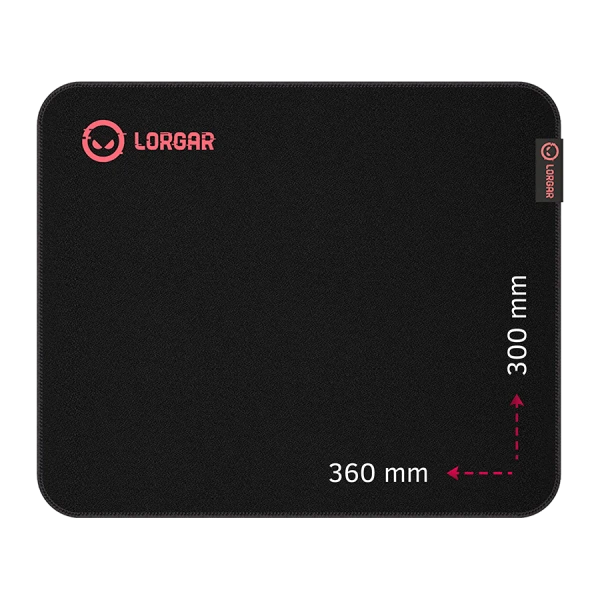 Lorgar Main 323, Gaming mouse pad, Precise control surface, Red anti-slip rubber base, size: 360mm x 300mm x 3mm, weight 0.21kg ( LRG-GMP32