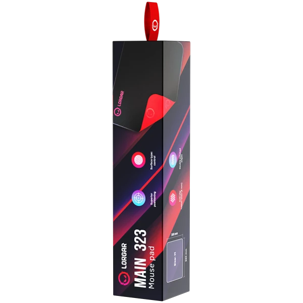 Lorgar Main 323, Gaming mouse pad, Precise control surface, Red anti-slip rubber base, size: 360mm x 300mm x 3mm, weight 0.21kg ( LRG-GMP32