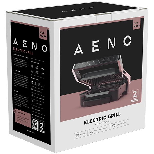 AENO Electric Grill EG3: 2000W, 7 automatic programs +Manual mode, 4 Degrees of Roast, Color indication,  Removable plates Plate size 292*2