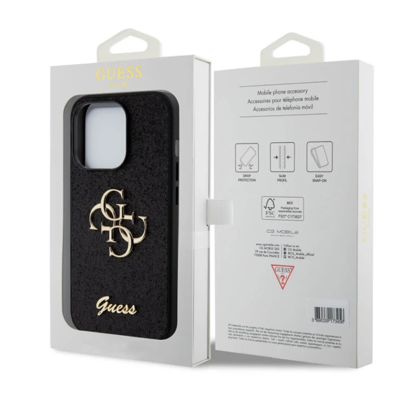 Torbica Guess Hc Fixed Glitter 4G Big Metal Logo za iPhone 15 Pro 6.1 crna (GUHCP15LHG4SGK)