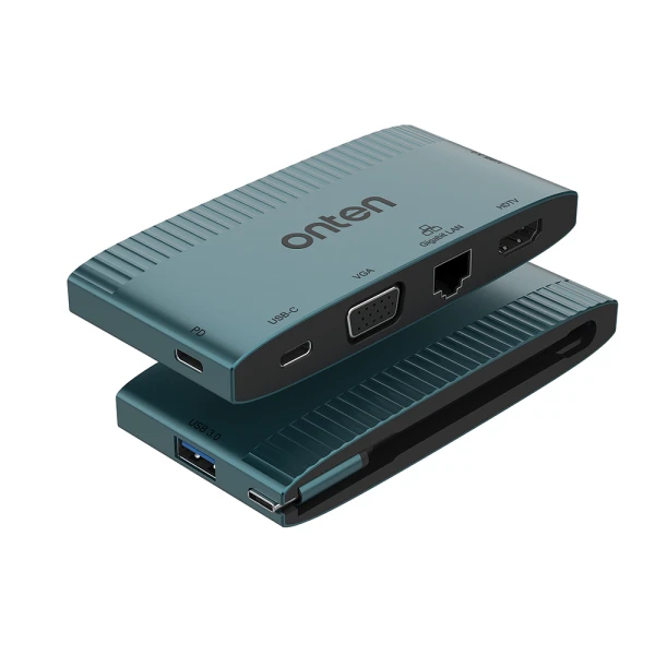 Dock stanica 6u1 sa hdmi 4k 30hz + vga 2k 60hz +ethernet rj45 100mbps + usb 3.0 + 2x usb type-c (otn-9503s) onten