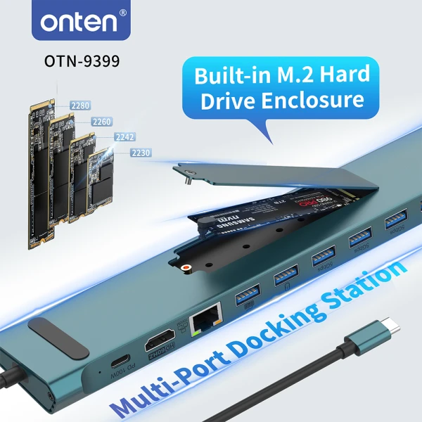 Dock stanica multifunkcionalna usb type-c 17u1 sa prikljuckom m.2 ssd (otn-9399) onten