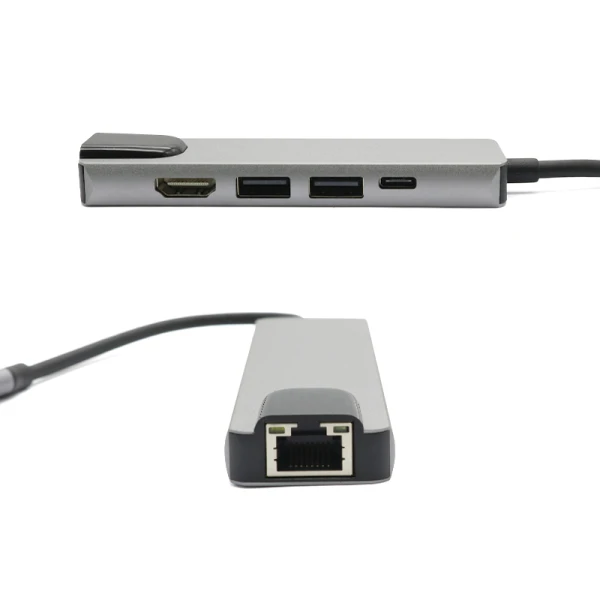 Hub type-c na hdmi type c 2xusb3.0 lan (5 u 1)