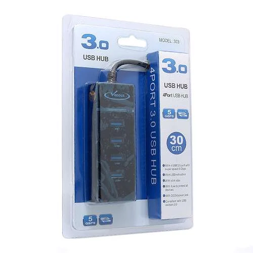 Hub usb 3.0 hi-speed venous 4 porta crni