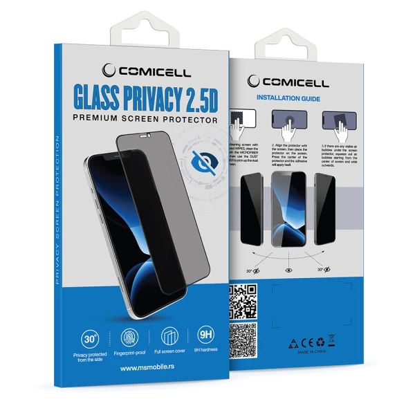 Folija za zastitu ekrana glass privacy 2.5d full glue za iphone 16 pro (6.3)/iphone 17 (6.3) crna