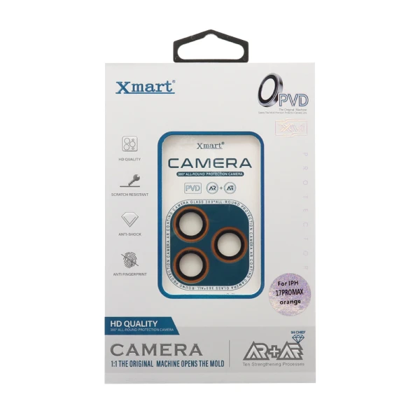 Folija za zastitu kamere x-mart pvd camera film za iphone 17 pro (6.3)/iphone 17 pro max (6.9) narandzasta