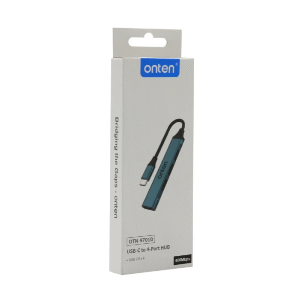 Hub usb type-c sa 4 porta usb 2.0 10cm (otn-9701d) onten