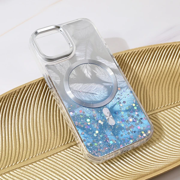 Torbica Magsafe Glitter za iPhone 14 6.1 svetlo plava