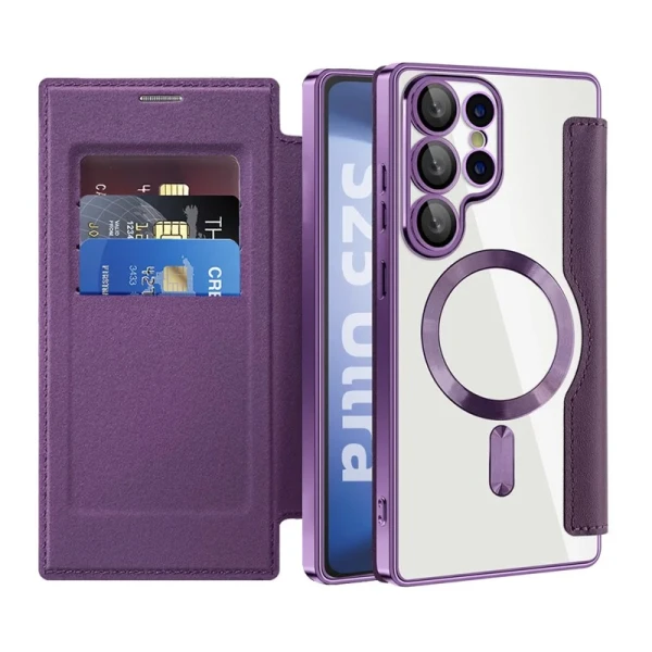 Torbica Magsafe Lux Bi Fold za Samsung S938B Galaxy S25 Ultra ljubicasta