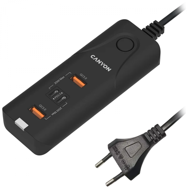 CANYON charger H-10 PD 20W QC 3.0 18W 2USB-A 2USB-C Desk Black ( CNE-CHA10B ) 