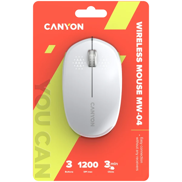 CANYON mouse MW-04 3buttons BT Wireless White ( CNS-CMSW04W ) 