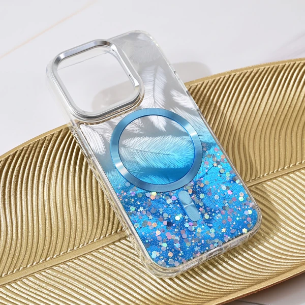 Torbica Magsafe Glitter za iPhone 15 Pro 6.1 plava