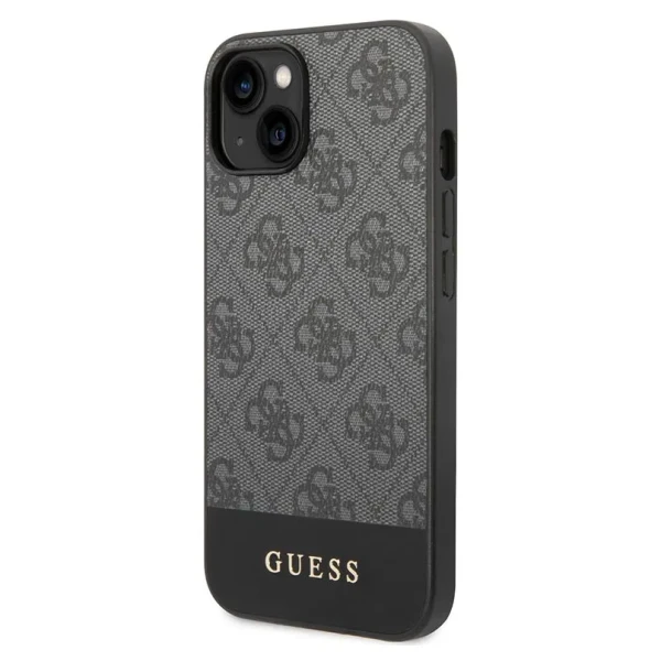 Torbica Guess Hc PC/TPU 4G Pu Bottom Stripe za iPhone 15 6.1 siva (GUHCP15SG4GLGR)