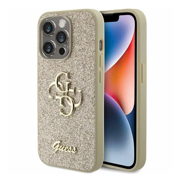Torbica Guess Hc Fixed Glitter 4G Big Metal Logo za iPhone 15 Pro 6.1 zlatna (GUHCP15LHG4SGD)