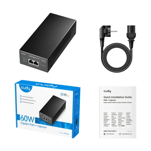 Adapter Cudy POE300 60W Gigabit PoE+/PoE Injector, 802.3at/802.3af Standard/domet 100 Metara