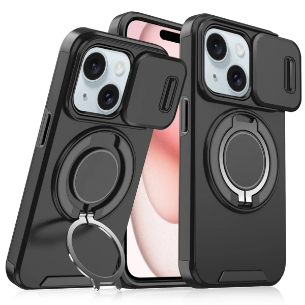 Torbica CamShield Ring stand za iPhone 15 6.1 crna