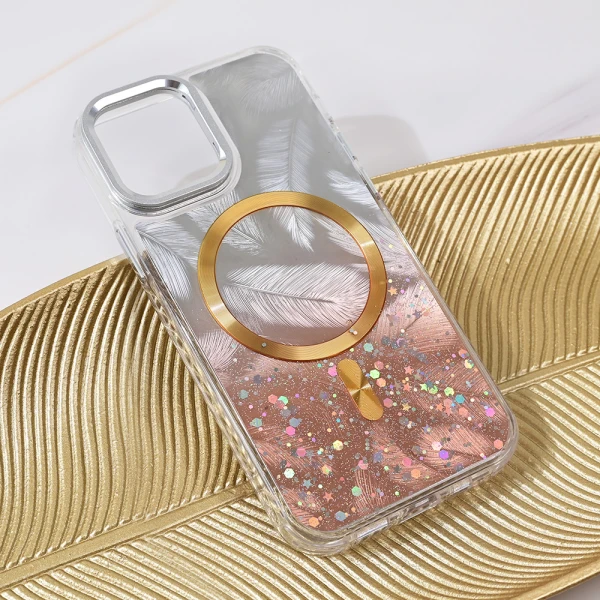 Torbica Magsafe Glitter za iPhone 12 6.1 zlatna