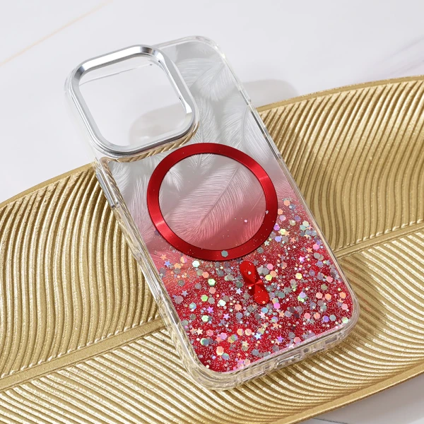 Torbica Magsafe Glitter za iPhone 16 Pro 6.3 crvena