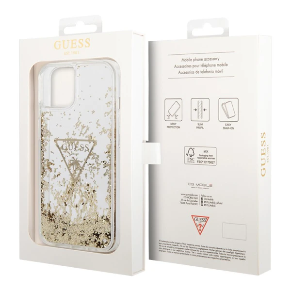 Torbica Guess Hc Liquid Glitter Triangle za iPhone 14  Plus 6.7 transparent (GUHCP14MLFCTPT)