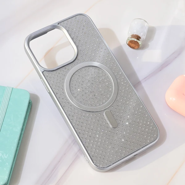 Torbica Magsafe Crystal Glow za iPhone 15 Pro Max 6.7 srebrna